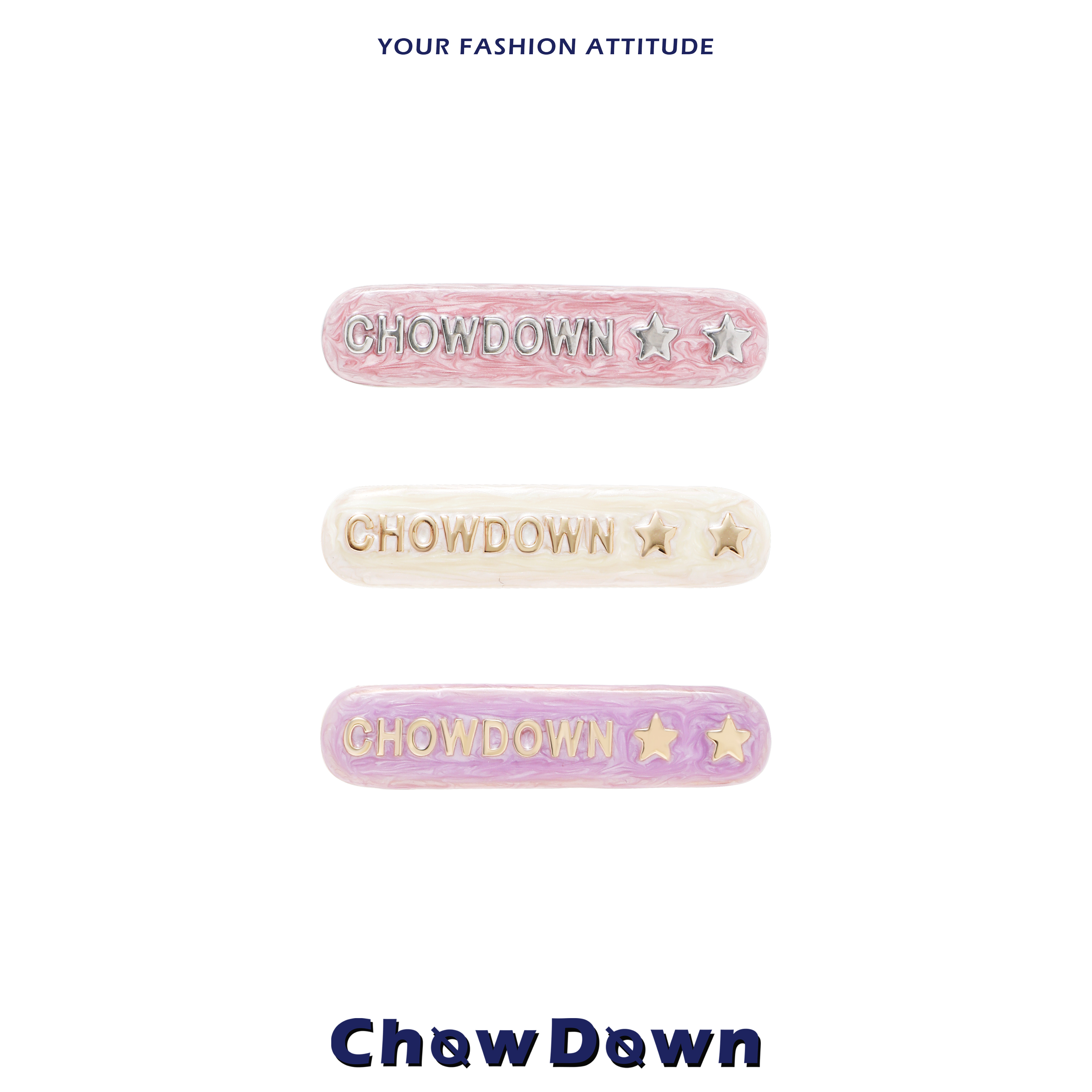 CHOWDOWN新款辣妹字母水钻发夹