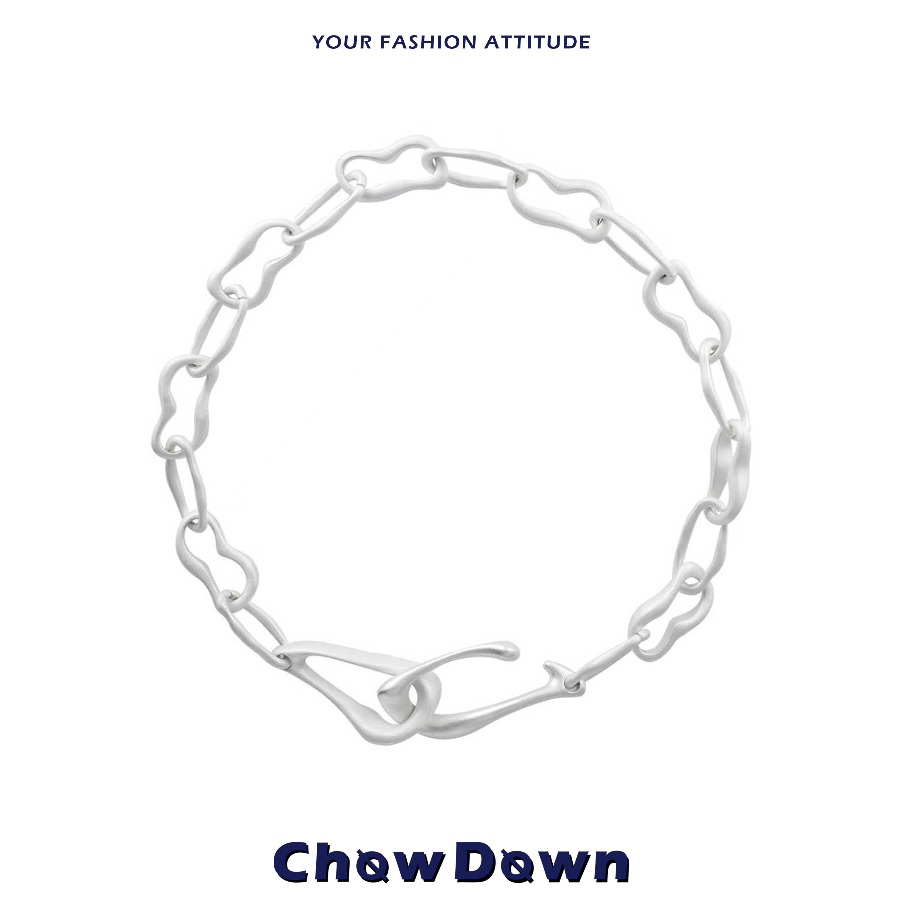 原创几何素链喷砂银项链