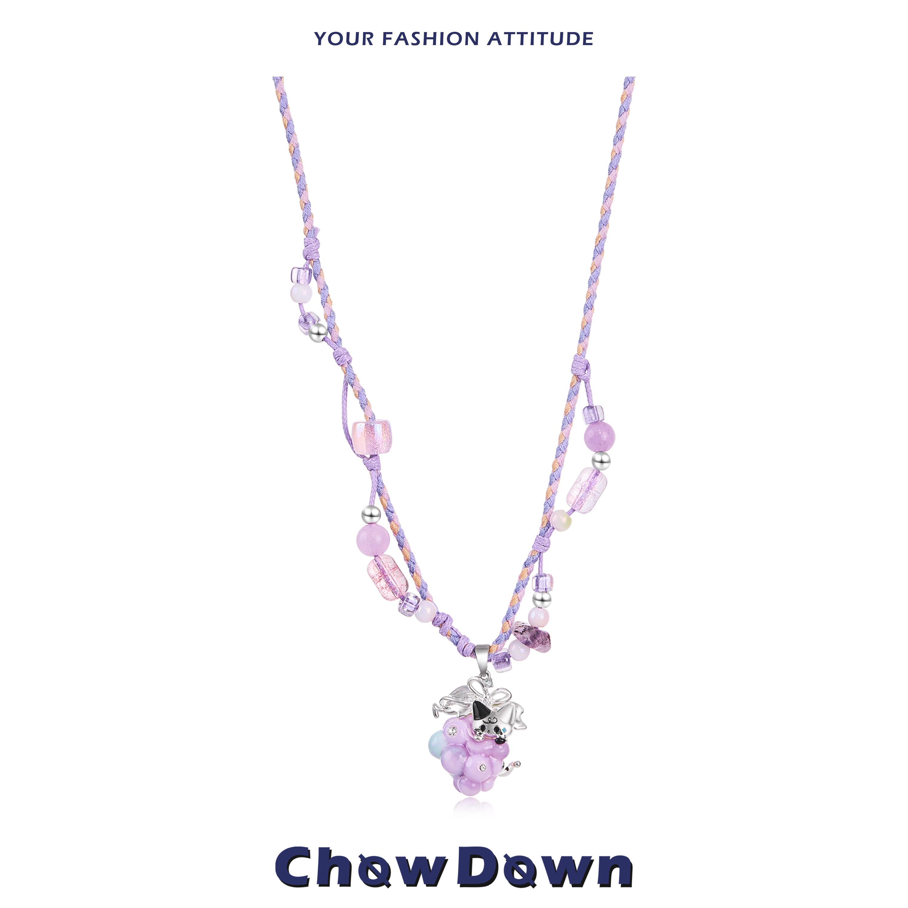 CHOWDOWN原创3D打印紫葡萄毛衣链