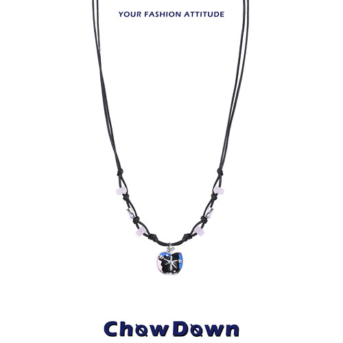 CHOWDOWN蓝黑苹果抽拉毛衣链