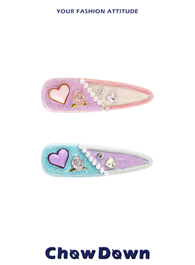 CHOWDOWN原创设计甜酷韩国刘海发夹滴油辣妹新款发饰Y2K彩绘可爱