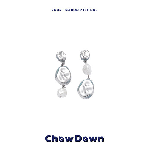 CHOWDOWN巴洛克珍珠不对称耳环