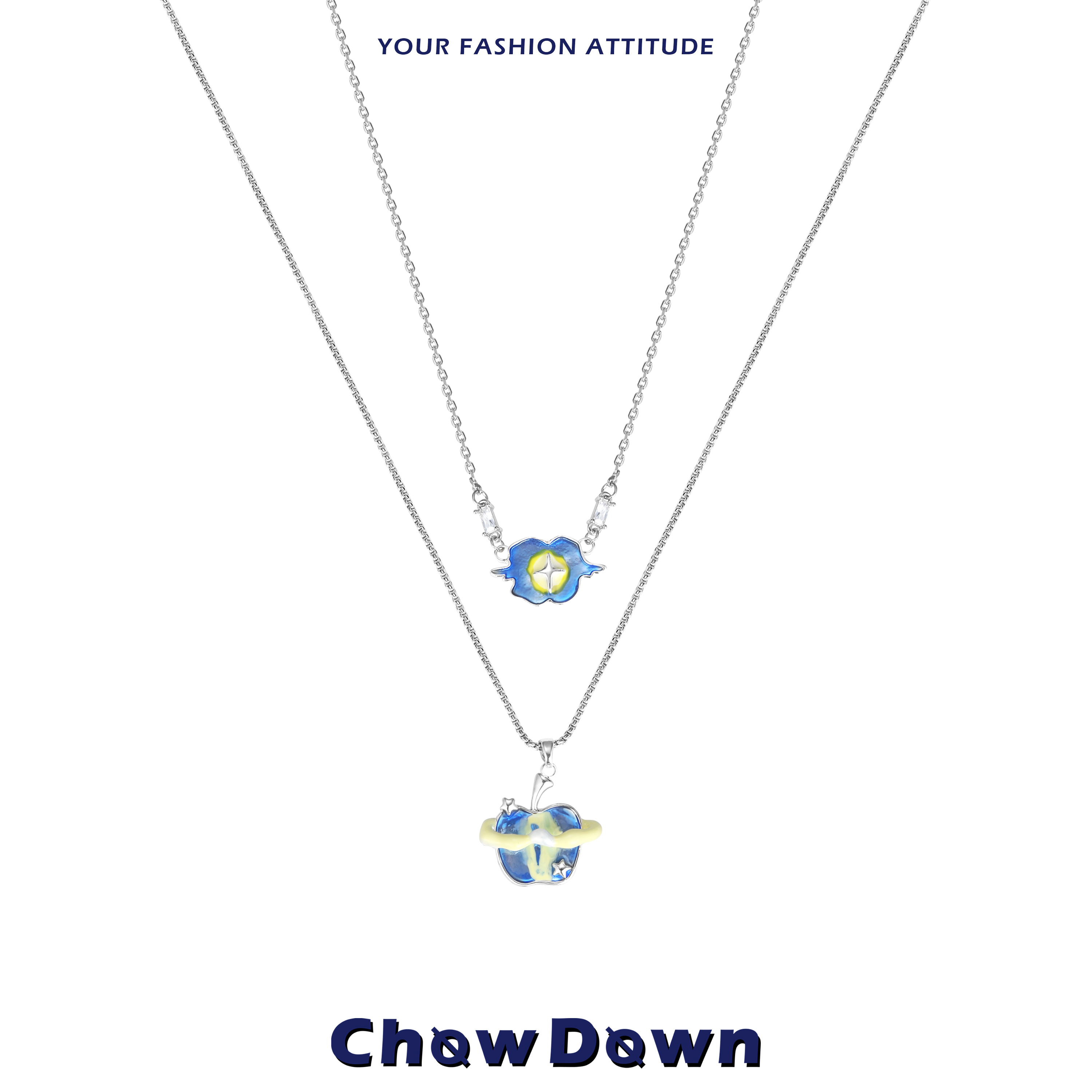 CHOWDOWN星云苹果双层锁骨链