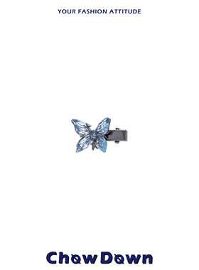 CHOWDOWN蓝调幻蝶甜酷辣妹蝴蝶发夹 2024新款刘海夹边夹发饰招财