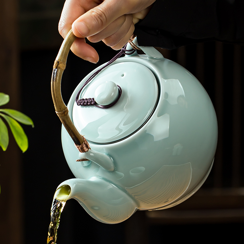 耐高温提梁泡茶壶大容量陶瓷单壶