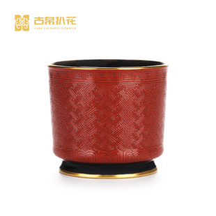 古帛扒花乌金釉直筒杯乔迁送礼结婚景德镇制手工高档茶具礼盒茶杯