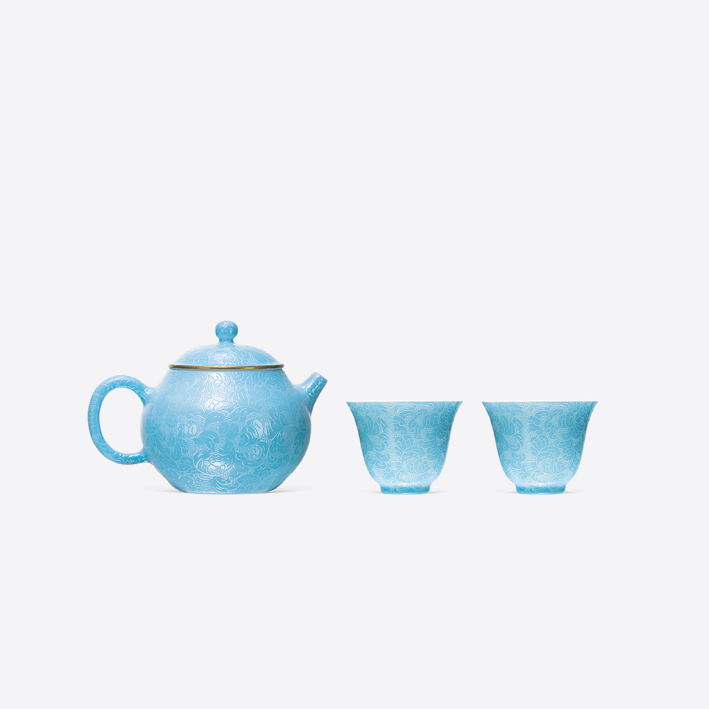 古帛扒花新款陶瓷泡茶壶功夫茶具套装景德镇手工一壶两杯精美礼盒