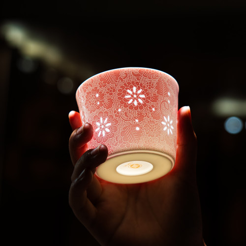 古帛扒花玲珑马克杯景德镇咖啡杯