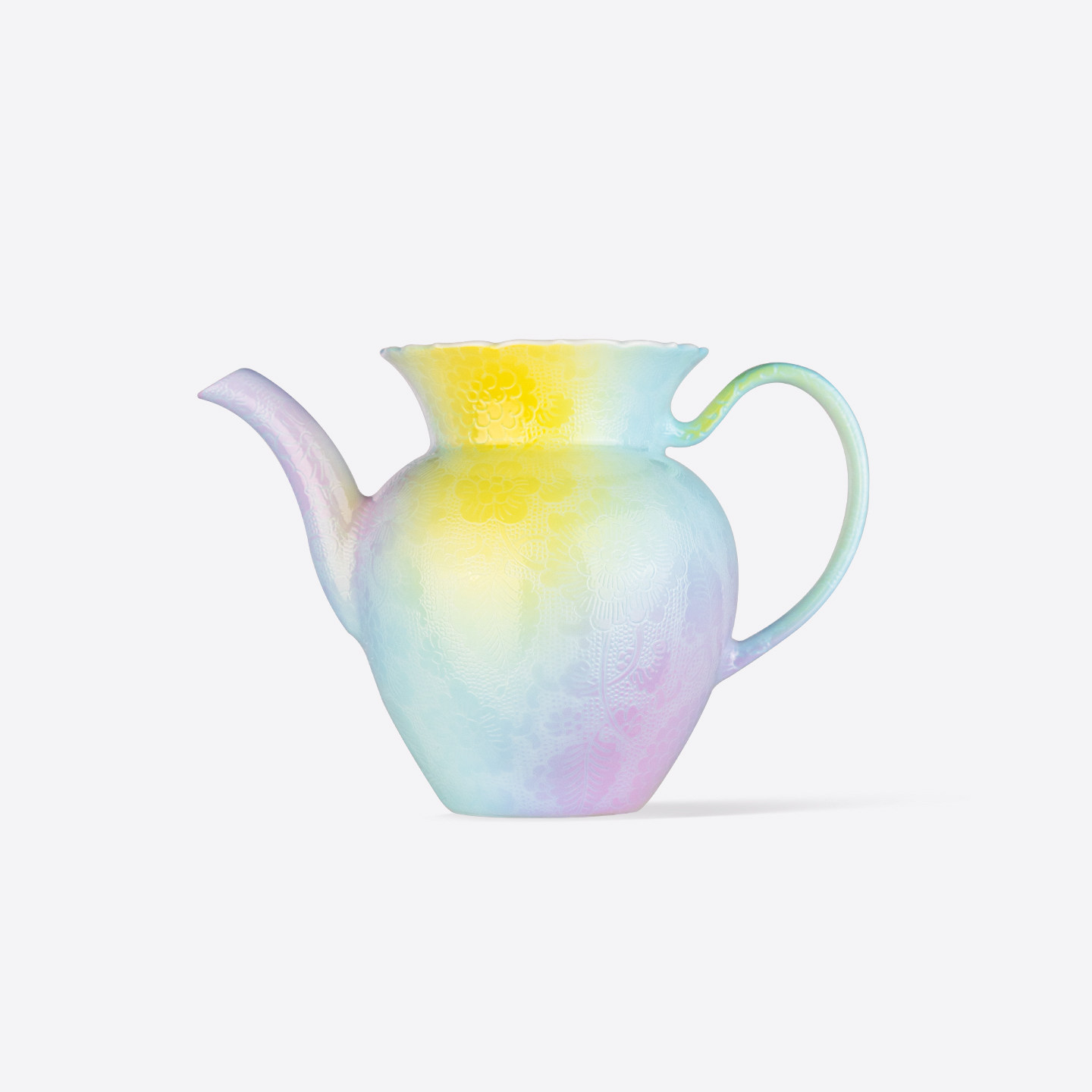 古帛扒花陶瓷葵口公道杯