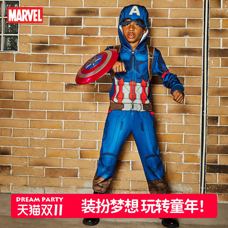男童套装美国队长真我英雄连体服