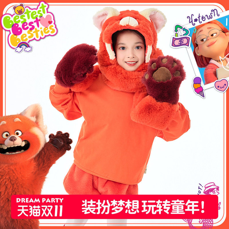 儿童围巾帽小熊猫美美卡通套装
