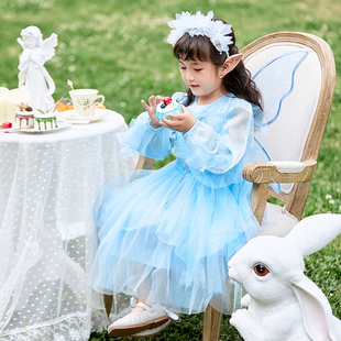 Dreampartybox女童公主裙花仙子绣球蓝