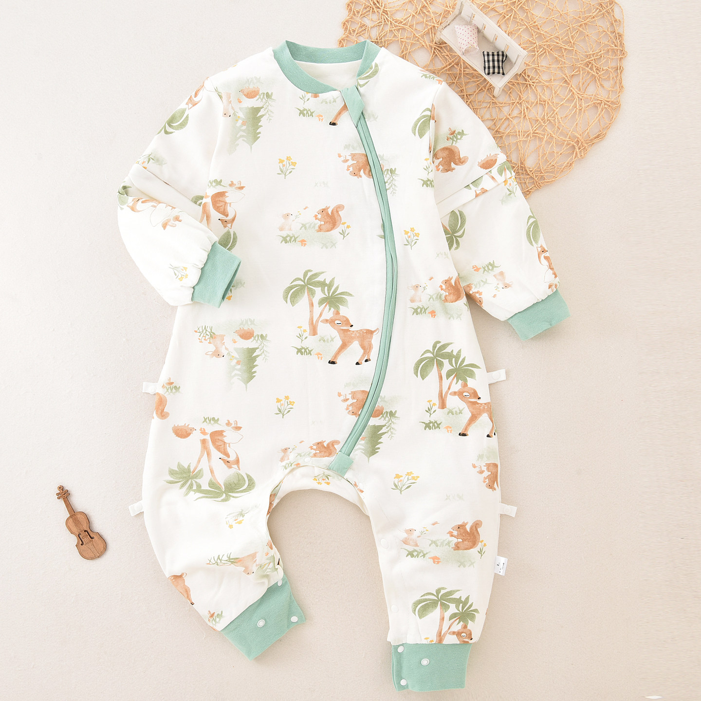 婴儿睡袋春秋双层纯棉夏季无骨宝宝分腿睡袋春季儿童四季防踢被子