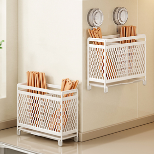 吸盘筷子收纳盒壁挂沥水勺子家用防霉收纳架厨房新款多功能筷子筒