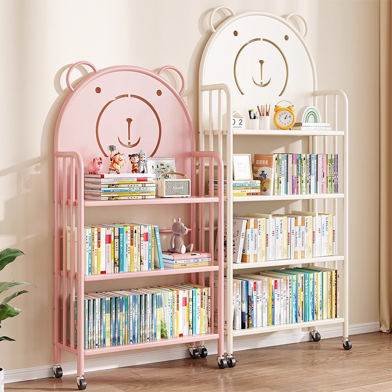 新款儿童书架可移动置物架落地多层家用小型书柜绘本架宝宝简易收