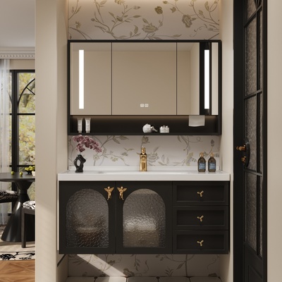 法式复古橡木浴室柜组合