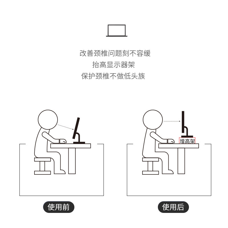 电脑增高架桌面置物架显示器增高架笔记本支撑架办公桌收纳架支架