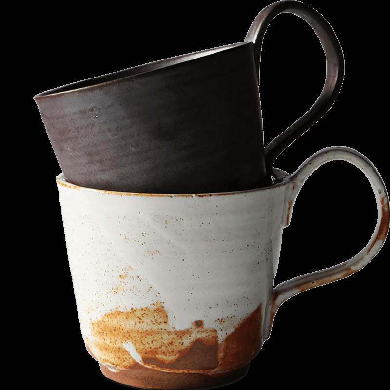 九土手工粗陶咖啡杯个性带把手冲咖啡马克杯下午茶杯日式简约杯子