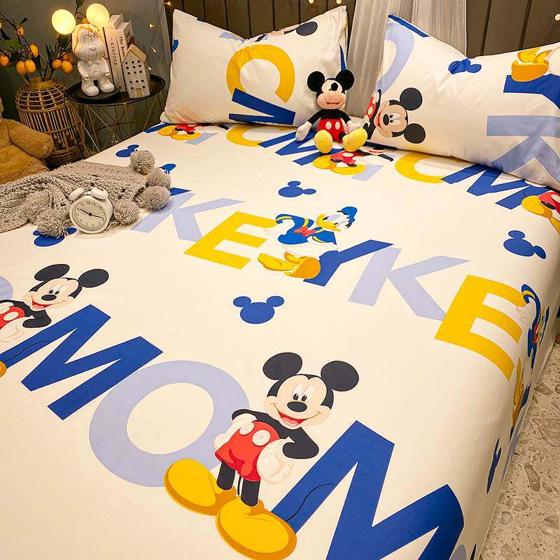 儿童纯棉床单单件宿舍单人米奇被单100全棉卡通男炕单枕套2三件套