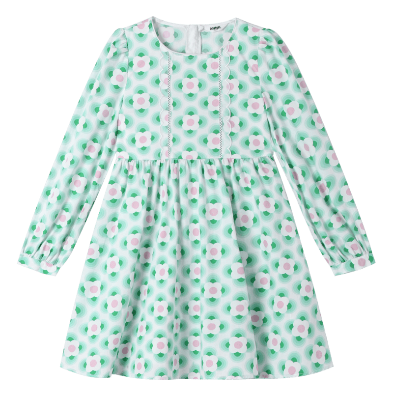 【奥莱清仓】安奈儿童装女童连衣裙2024新款春装清新印花纯棉裙子