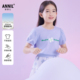 记忆棉绣花T 安奈儿童装 女童亲肤圆领短袖 T恤2025夏款 弹力透气