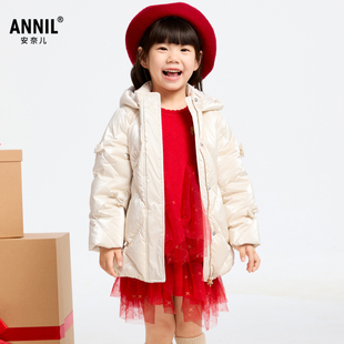 羽绒服卡通2024冬新款 女童中长款 安奈儿童装 XG445760 商场同款