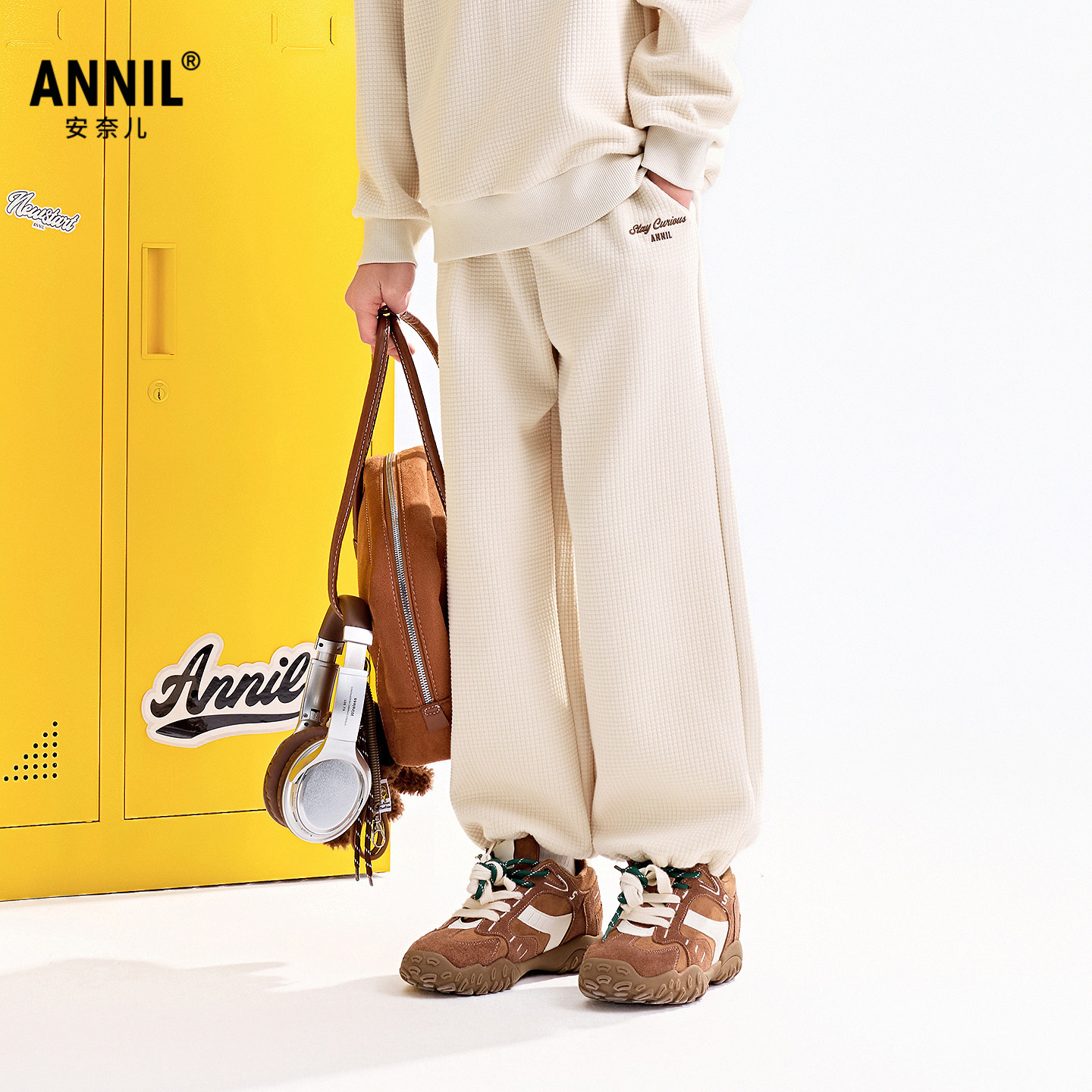 【商场同款】安奈儿童装男童女童裤子2025秋新款运动休闲AM536116