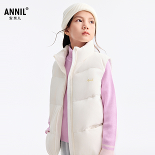 安奈儿童装女童羽绒马甲2025冬轻薄内搭校服神器立领羽绒保暖御寒
