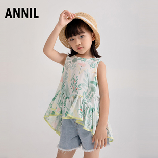 纯棉绣花牛仔裤 2025夏款 磨破设计宽松 女童休闲牛仔短裤 安奈儿童装