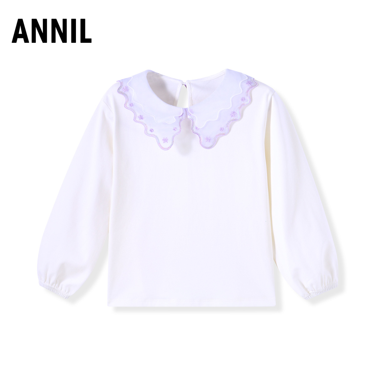 安奈儿翻领长袖女童T恤
