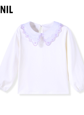 【商场同款】安奈儿儿童t恤2023秋新款宝宝甜美翻领上衣XG311508