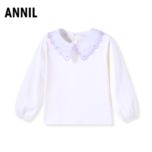 安奈儿翻领长袖女童T恤