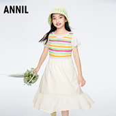 梭织连衣裙2024夏新款 女童短袖 商场同款 安奈儿童装