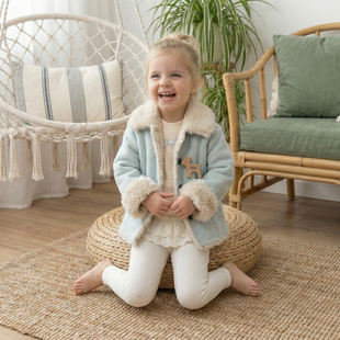 女童皮毛一体外套2026新款冬装洋气宝宝加厚麂皮绒羊羔毛棉服潮