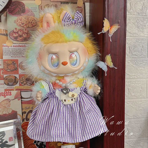 38cm labubu娃衣拉布布的衣服大型公仔公主裙法式裙子可爱大娃