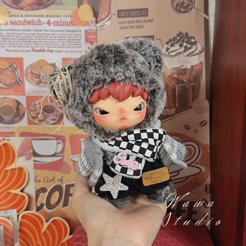 仅娃衣)小野公路日志可爱娃搪毛绒公仔棕系换装娃衣可爱英伦着替