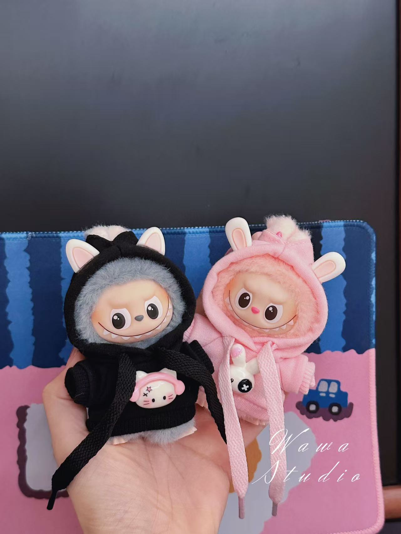 labubu4.0娃衣10cm搪胶公仔衣服套装Labubu四代坐坐派对拉布布娃