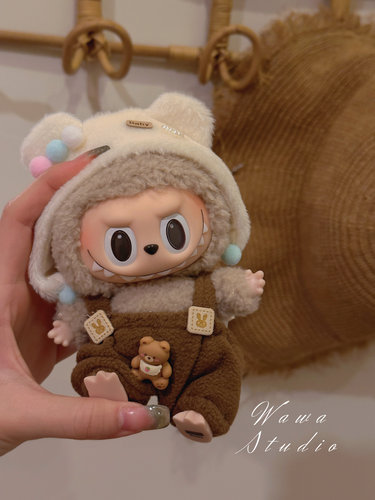 Labubu衣服15cm娃衣20cm棉花娃娃毛绒背带裤套装可爱公仔玩偶换装