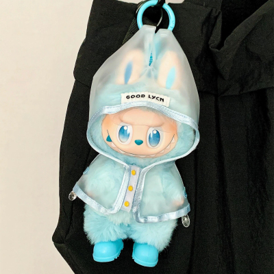 一二代盲盒15Labubu娃衣服毛绒搪胶脸公仔挂件拉布布10雨衣棉花娃