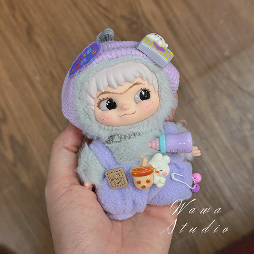 现货三代Wakuku立刻开挂吧系列摆件盲盒毛绒娃娃搪胶粉色可爱娃衣