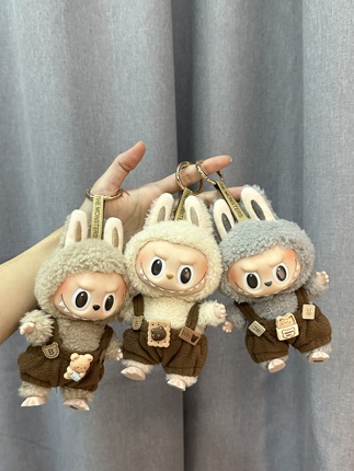 Macaron 10Labubu Vinyl Clothes Blind Box 15cm Cotton Doll Plush Labubu Doll 20 Sets of Replacement Clothes