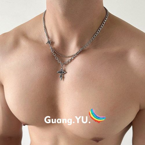 GuangYu暗黑十字架吊坠潮流项链