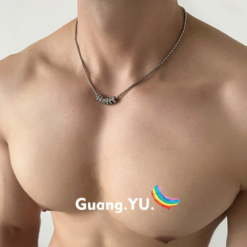 GuangYu闪钻小蛮腰项链男冷淡风