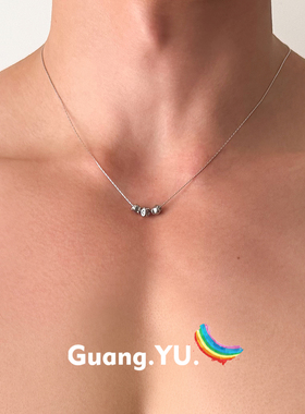 GuangYu三颗肌理陨石项链男钛钢不掉色简约百搭配饰女锁骨链小众