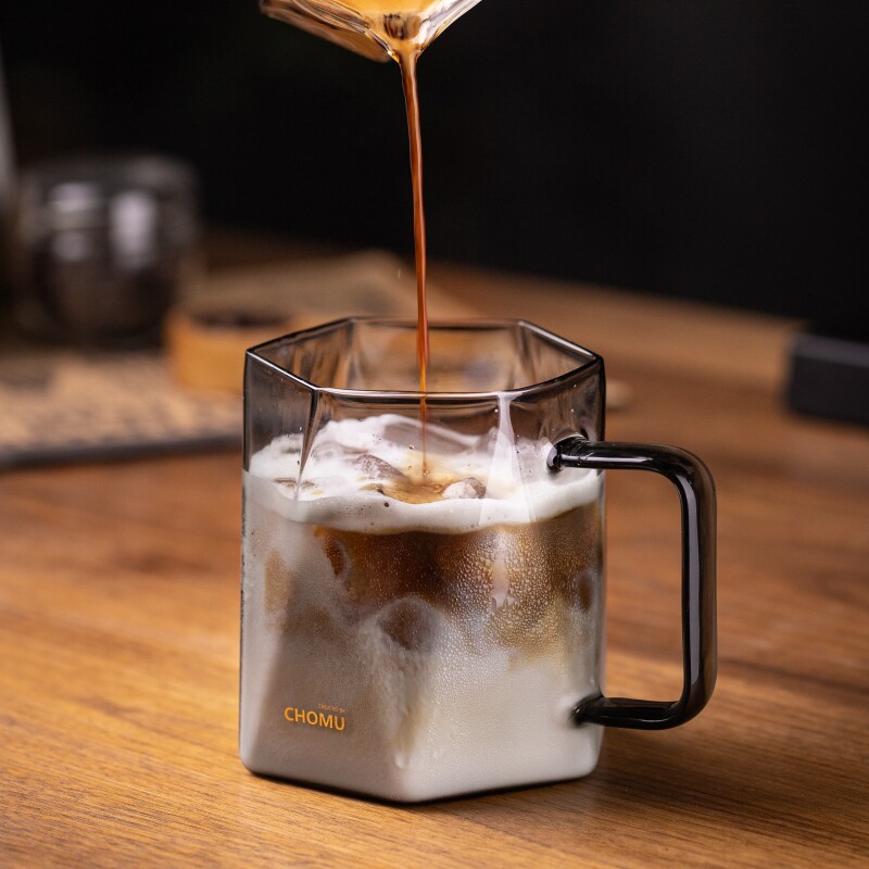 咖啡杯玻璃水杯挂耳拿铁杯特调拉花杯早餐燕麦牛奶杯带把手马克杯