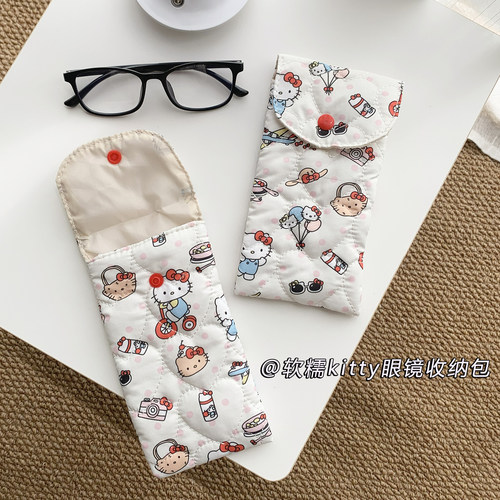 卡通猫咪眼镜收纳包便携充棉抗压墨镜袋太阳眼镜收纳包随身眼镜包