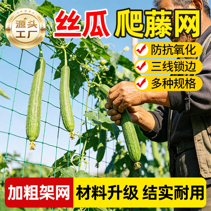 丝瓜爬藤网植物攀爬网新型加粗防抗氧化种植网格农用蔬菜庭院瓜网