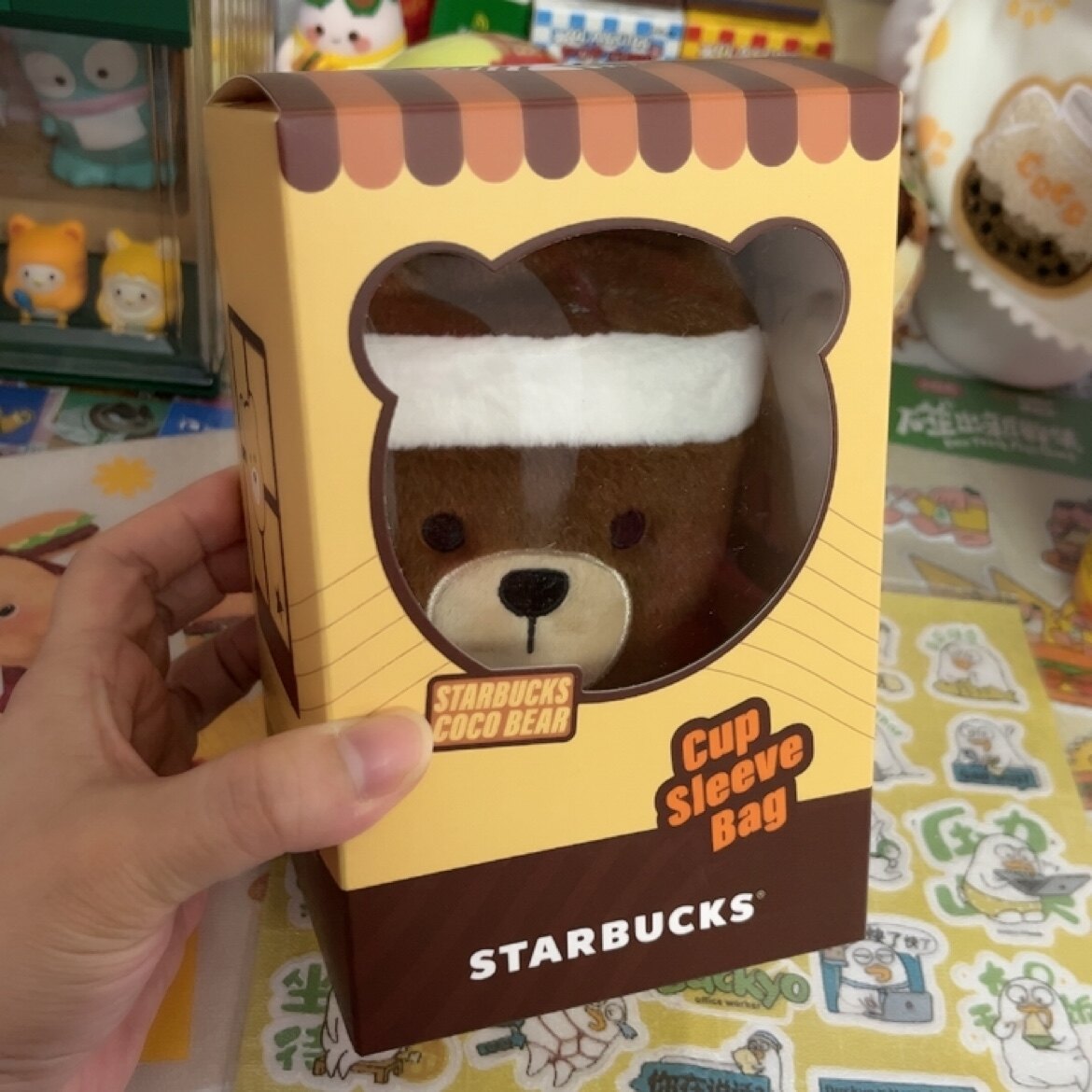 全新星巴克咖啡松露朱古力系列小熊毛绒公仔造型束口袋杯套包斜挎