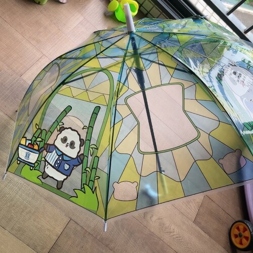 全新罗森限定香港海洋公园联动熊猫窗花透明长柄伞学生成人雨伞