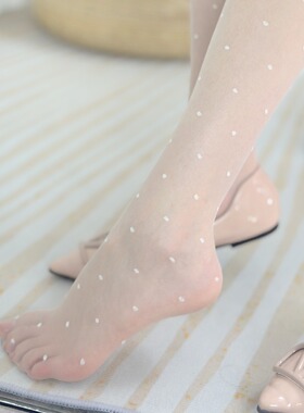 花木妍丝滑超薄波点丝袜白色黑色T裆连裤袜性感脚尖透明黑丝丝滑